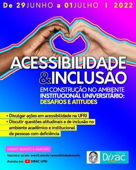 Cartaz sobre o evento sobre acessibilidade e inclusão