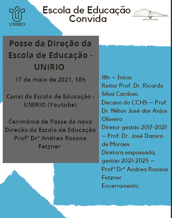 Convite posse direção Escola de Educação 2021-2025