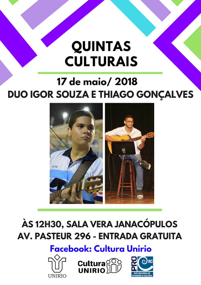 Cartaz Quintas Culturais Duo Igor Souza e Thiago Gonçalves