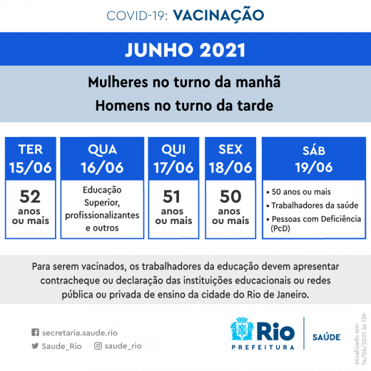 Cronograma vacinação 16 de junho