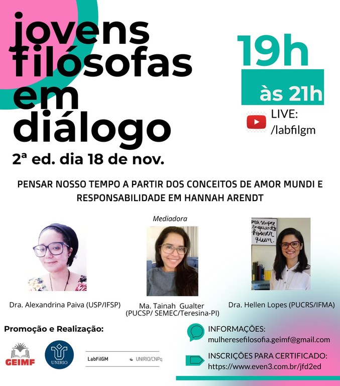 Cartaz Jovens Filosofas 18 nov 2020