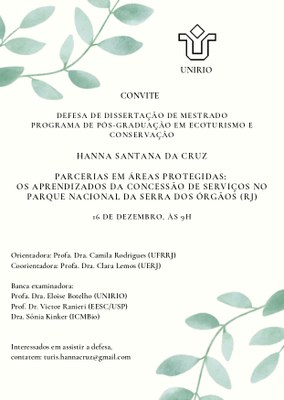 Convite - Defesa Hanna Cruz