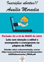 PRAE informa abertura do Edital do Auxílio Moradia 2022.1