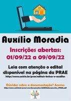 PRAE informa abertura do Edital do Auxílio Moradia 2022.2