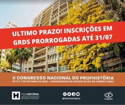 PRORROGAÇÃO II CONGRESSO PROFHISTORIA 2022