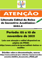 PRAE divulga Edital para a Bolsa de Incentivo Acadêmico (BIA) 2021.2
