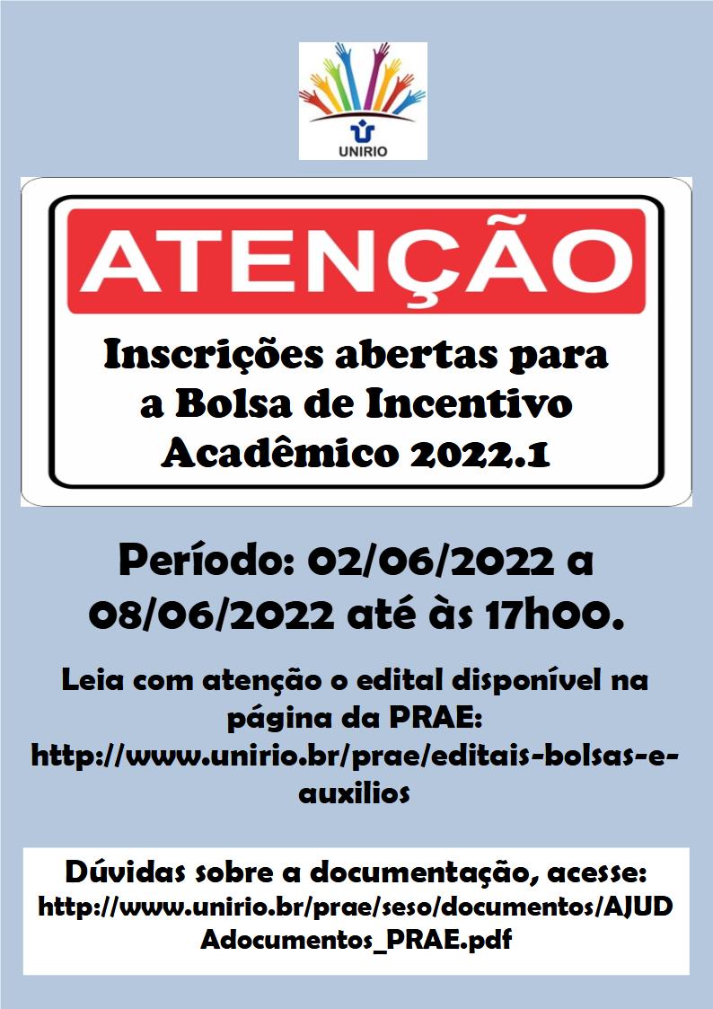 PRAE anuncia edital para a Bolsa de Incentivo Acadêmico (BIA) 2022.1