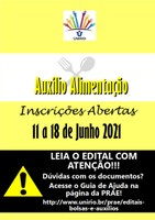 PRAE COMUNICA ABERTURA DO EDITAL AUXÍLIO ALIMENTAÇÃO 2021.1