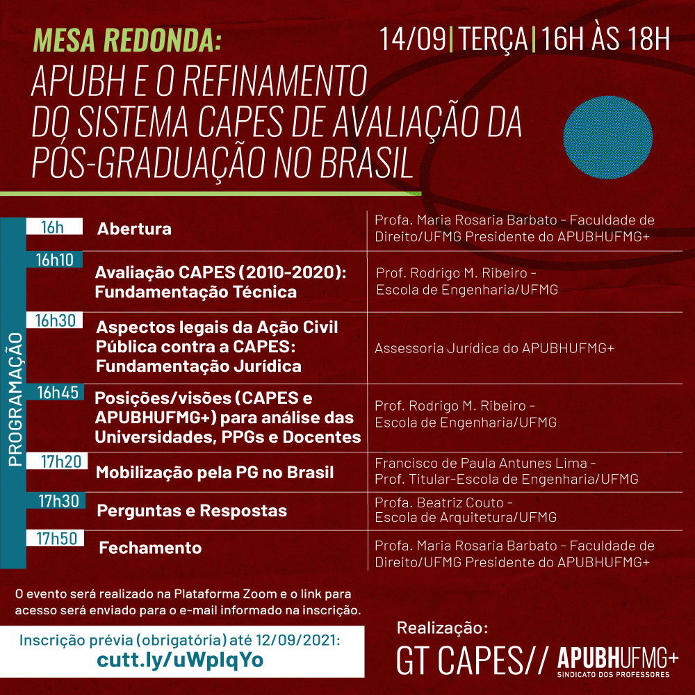 Mesa Redonda_APUBHUFMG+ E O REFINAMENTO DO SISTEMA CAPES DE AVALIAÇÃO DA PÓS-GRADUAÇÃO NO BRASIL