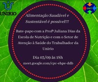 SAST em parceria com Professora da Escola de Nutrição promove conversa sobre Alimentação Saudável e Sustentável