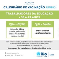 Vacinação contra a Covid-19 dos Trabalhadores da educação do ensino superior de 18 a 42 anos no dia 16 de junho 