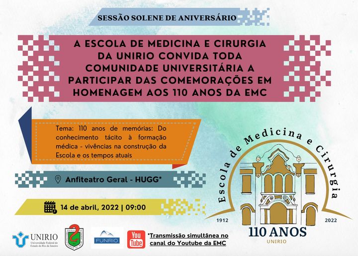 Folder sessão solene 110 anos da Escola de Medicina e Cirurgia