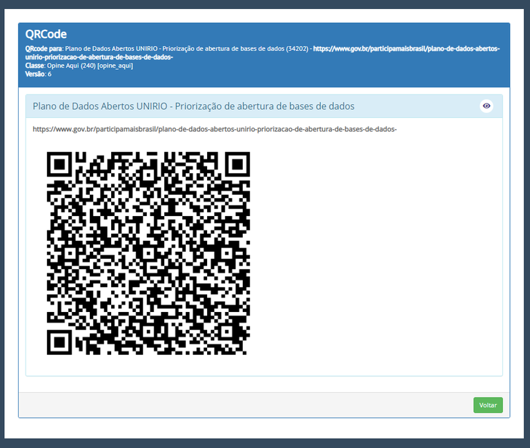 QR Code Plano de Dados Abertos