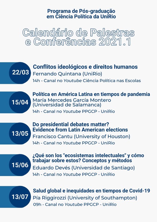 Programação de conferências PPGCP 