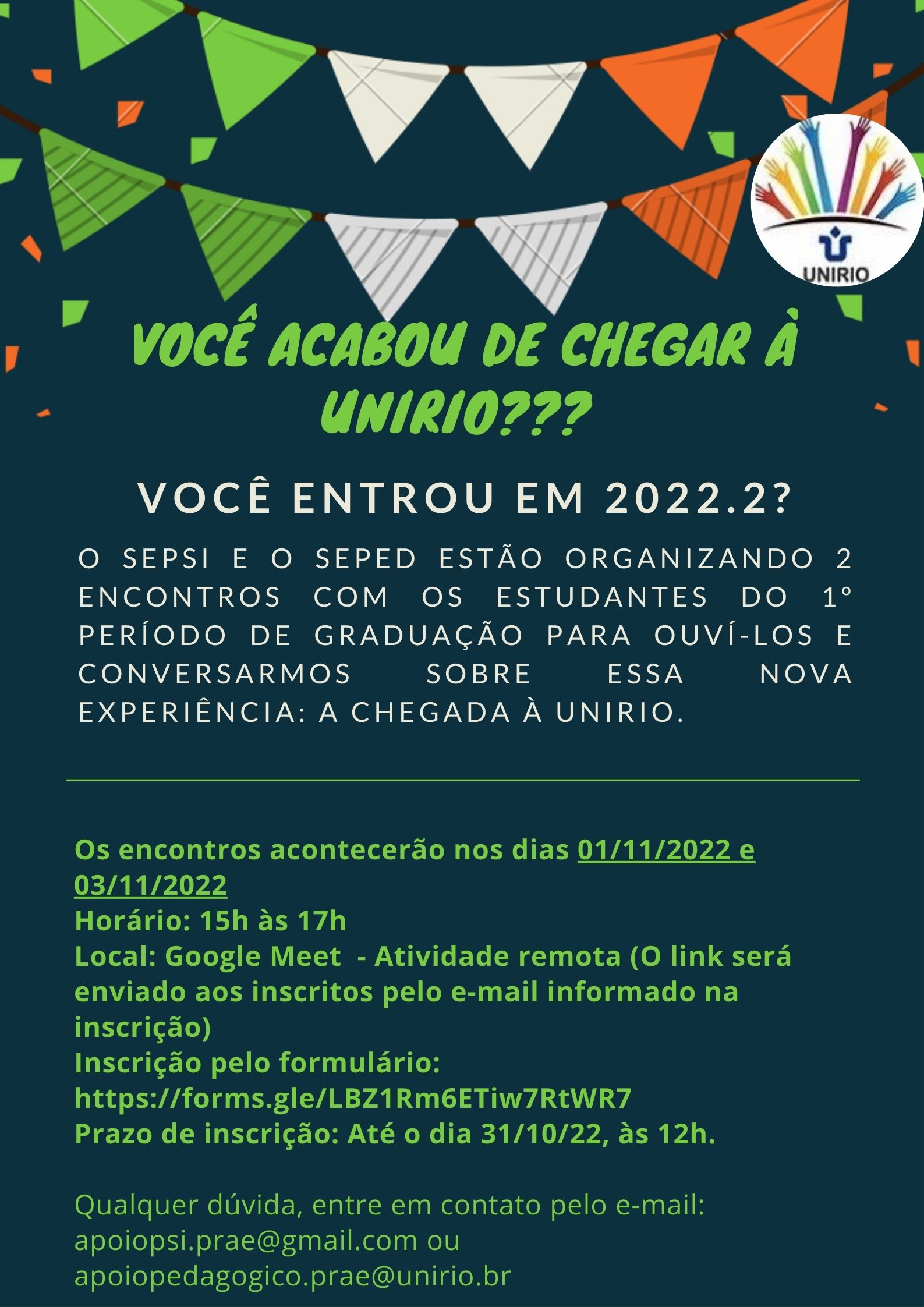 Cartaz encontro com os alunos 2022.2
