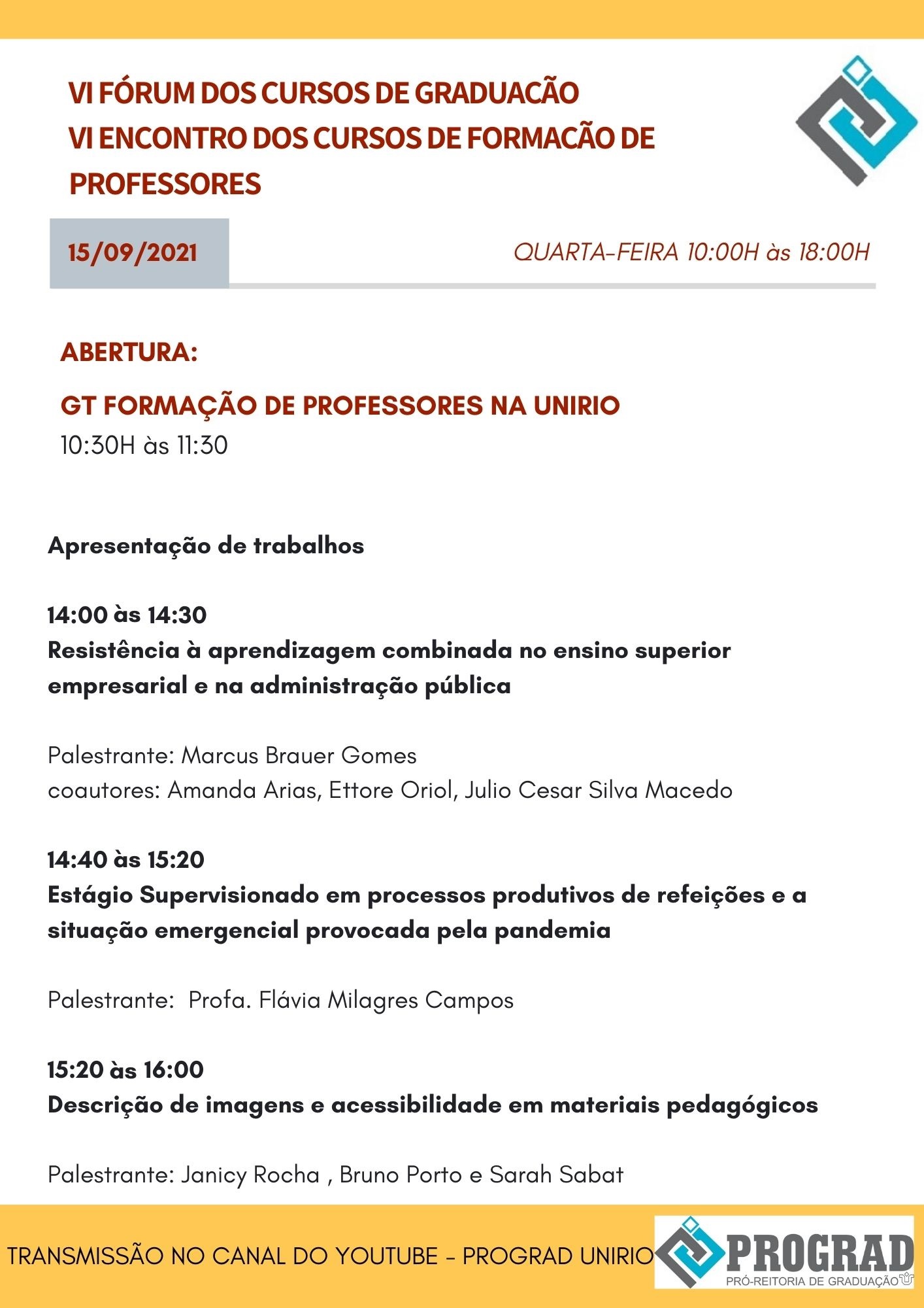 Programação Fórum de Cursos de Graduação 2021 - dia 2