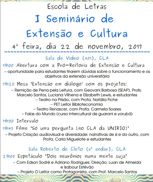 I Seminário de Extensão e Cultura do do Curso de Letras