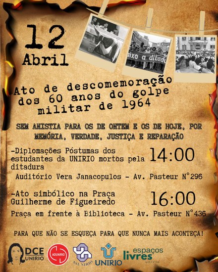 Ato em descomemoração ao golpe de 1964