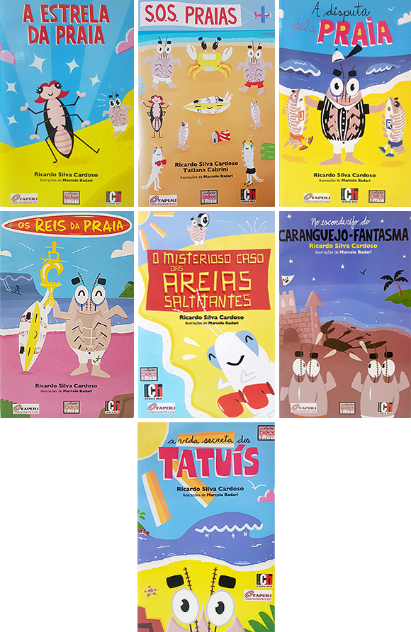 Capas dos títulos da coleção 'Bichos da Praia'