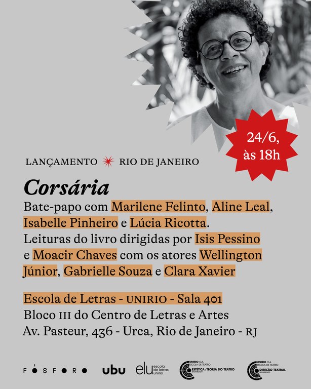 Cartaz lançamento livro Corsária