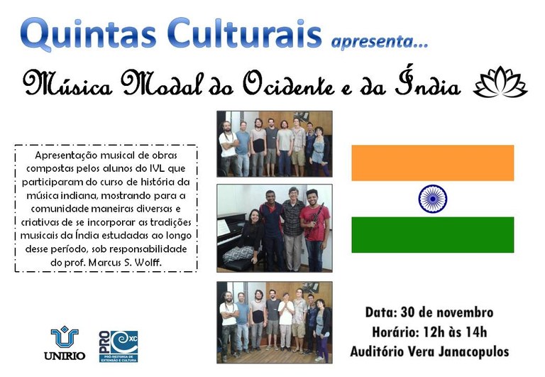Estudantes do Instituto Villa-Lobos (IVL) que participaram do curso de história da música indiana apresentarão composições próprias (Imagem: Divulgação)
