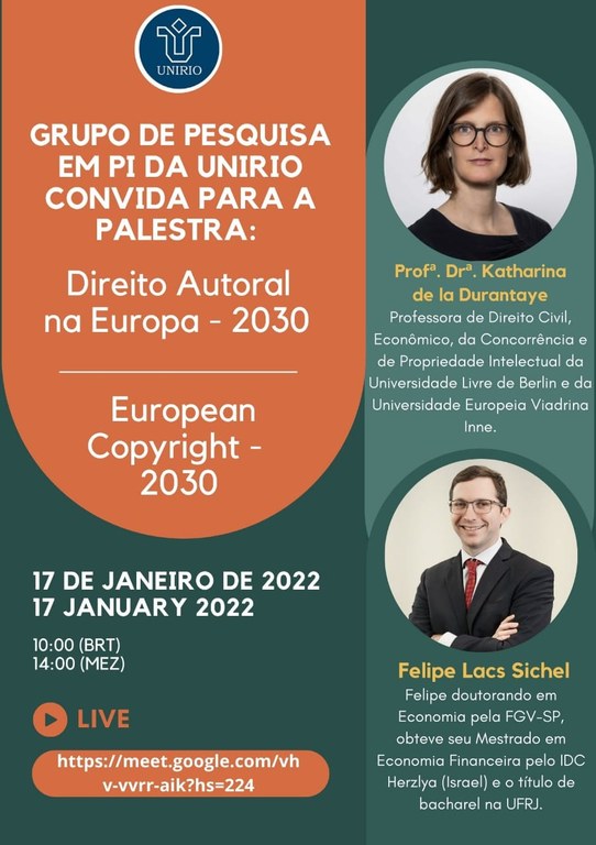Palestra virtual Direito Autoral na Europa