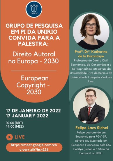 Palestra virtual Direito Autoral na Europa