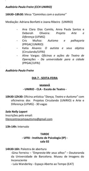 Programação do terceiro Circulando parte 2