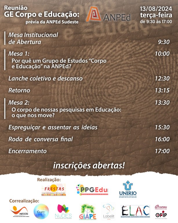 cartaz encontro GE corpo e educação