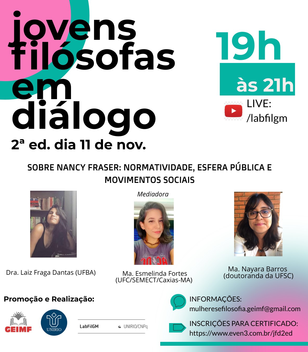 Cartaz Jovens Filosofas 11 nov 2020