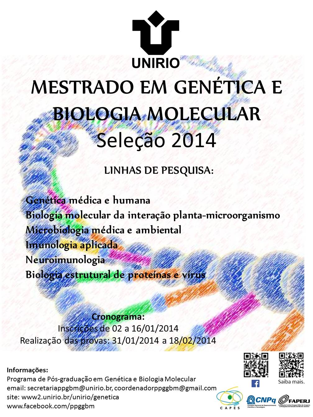 Abertas inscrições para Programa de Pós-Graduação em Genética e Biologia Molecular 