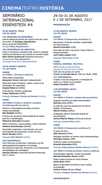 Programação do evento