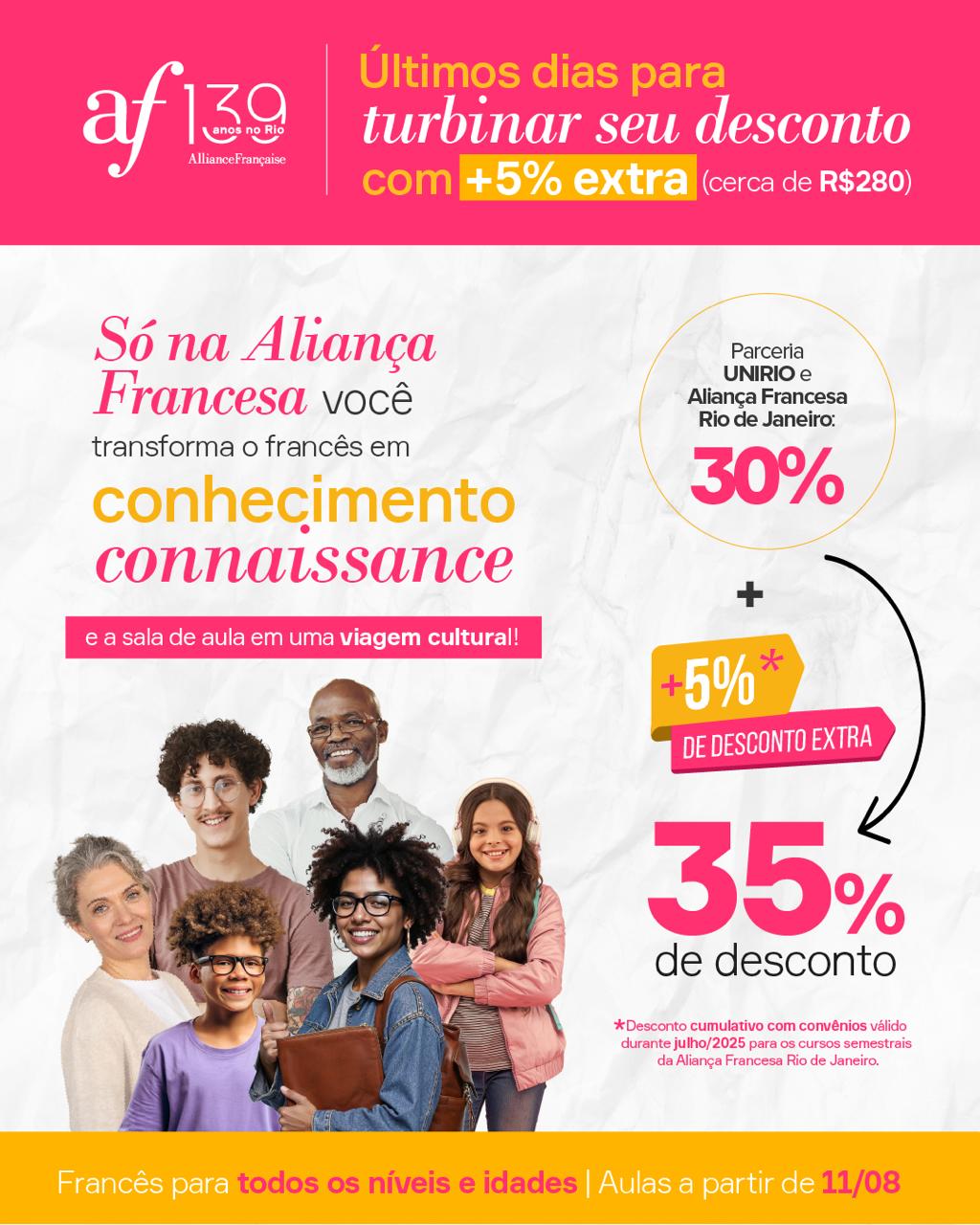 Aliança Francesa oferece desconto para alunos da UNIRIO