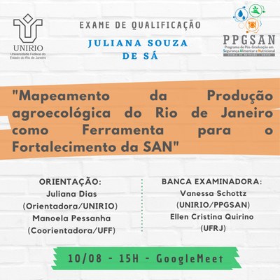 Qualificação da mestranda Juliana de Sá Qualificação da mestranda Juliana de Sá
