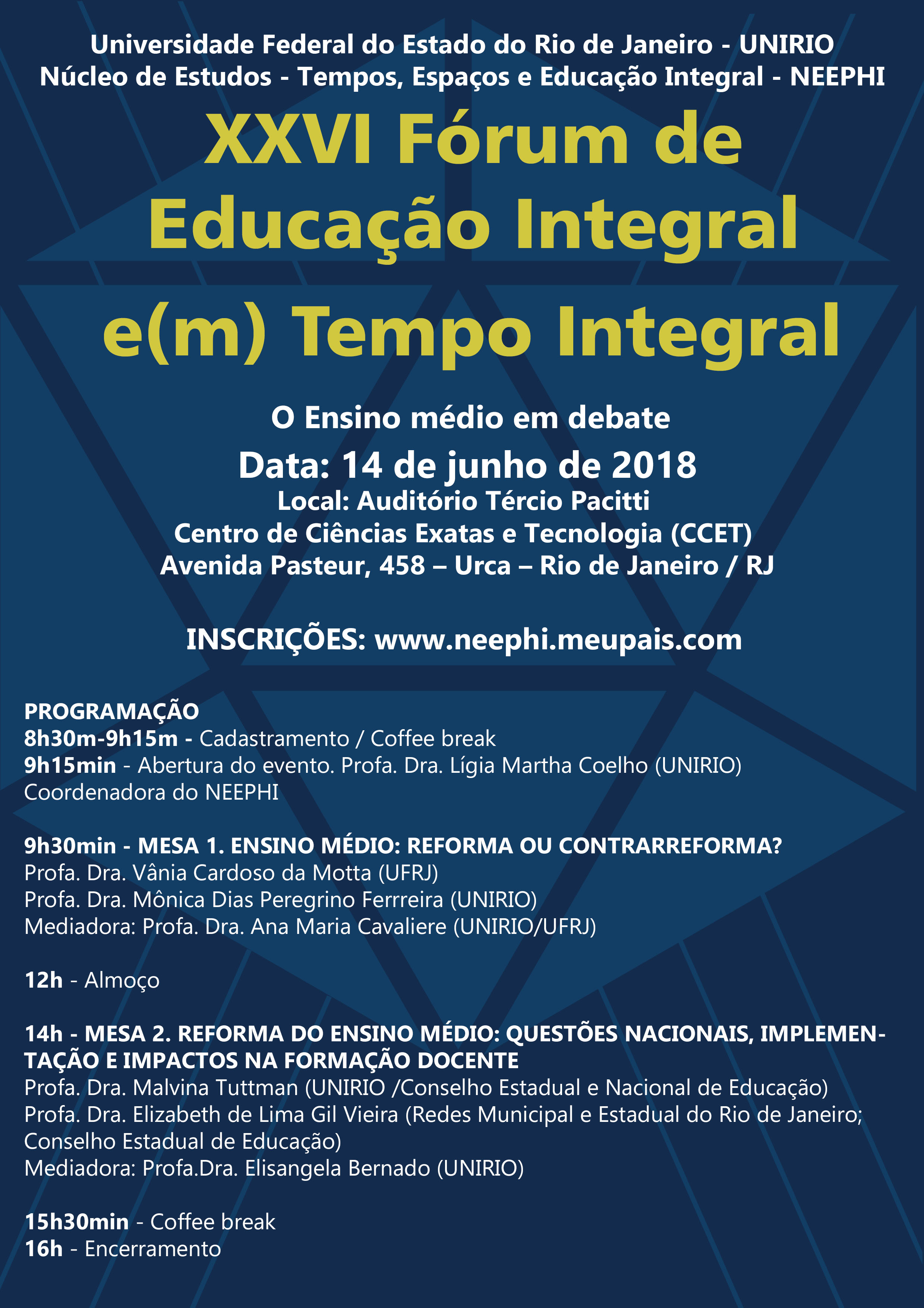 XXVI Fórum de Educação Integral e(m) Tempo Integral