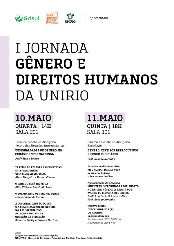Programação I Jornada de Gênero e Direitos Humanos