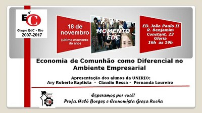 Grupo de Pesquisa Produção e Economia de Comunhão promove neste sábado seu último encontro do ano