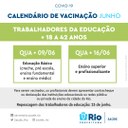 Vacinação contra a Covid-19 dos Trabalhadores da educação do ensino superior de 18 a 42 anos no dia 16 de junho Vacinação contra a Covid-19 dos Trabalhadores da educação do ensino superior de 18 a 42 anos no dia 16 de junho