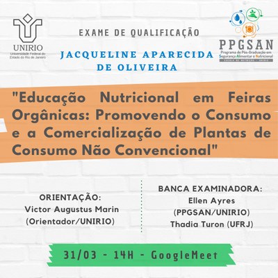 Qualificação da mestranda Jacqueline Aparecida Qualificação da mestranda Jacqueline Aparecida