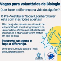 Vagas para voluntários de Biologia
