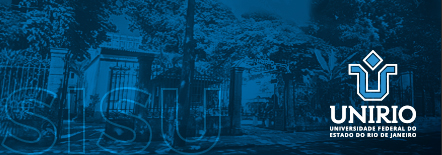 UNIRIO - Vista do campus universitário com logotipo institucional.