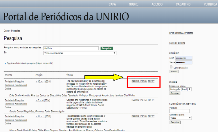 Como pesquisar - Lista de resultados