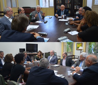 Representantes das instituições de ensino superior do RJ reunidos na Reitoria da UNIRIO (Foto: Comso)
