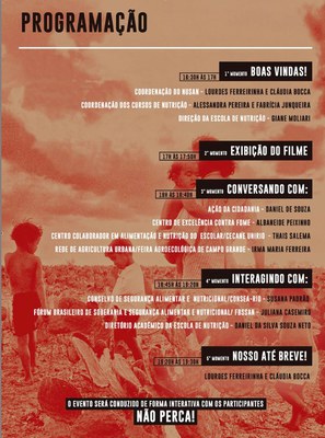 Cartaz com a programação do 1º Encontro de Segurança Alimentar e Nutricional