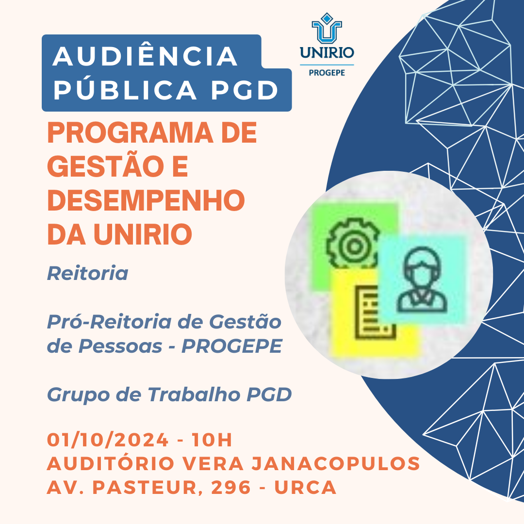 PROGEPE divulga audiência pública do PGD, nesta terça, dia 1 de outubro