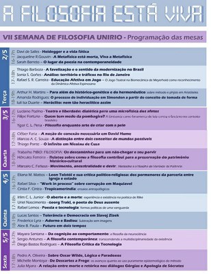 Programação Semana de Filosofia