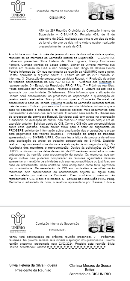 28ª Ata de Reunião da CIS