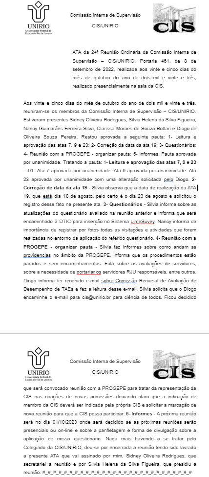 24ª Ata de Reunião da CIS