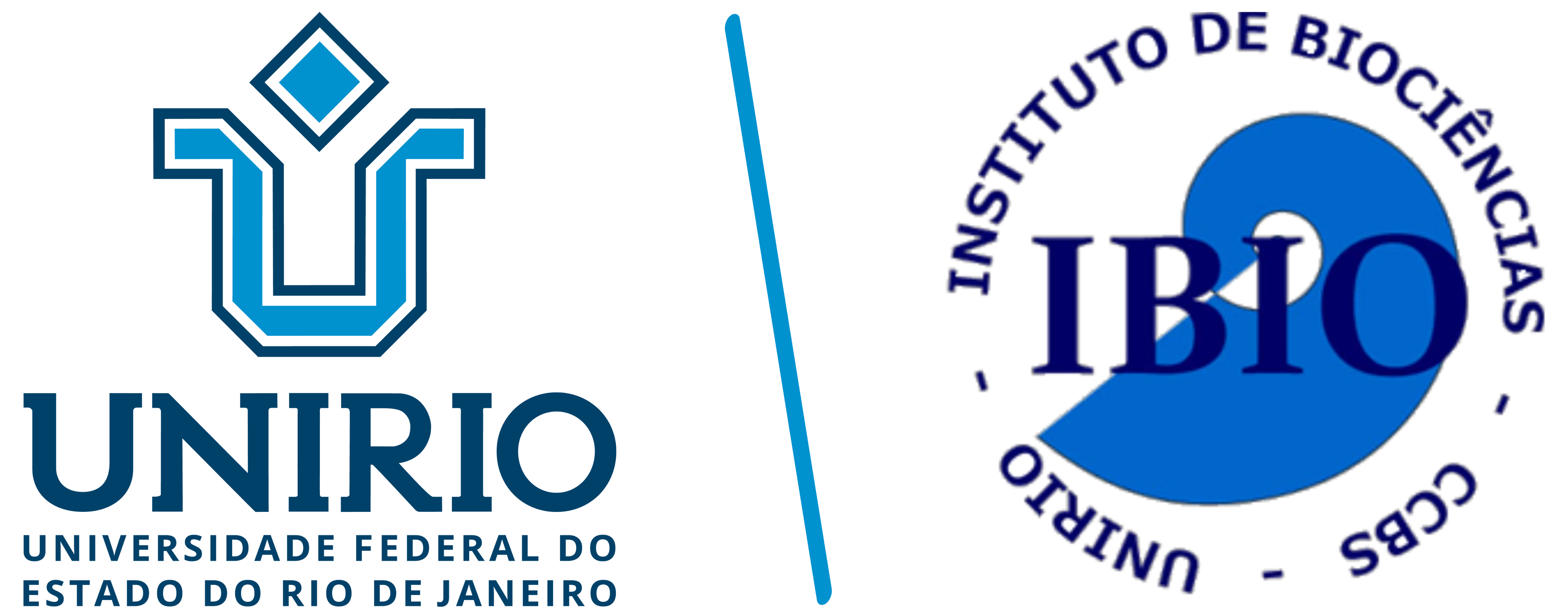 Marca horizontal do Instituto de Biociências da Universidade Federal do Estado do Rio de Janeiro