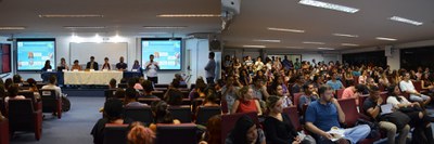 Mesa e plateia da sessão do turno da noite (Fotos: Comso)